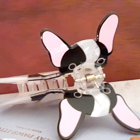 "Pink Linen" Hair Clips: Dogs - Corgi, Dachshund, Frenchie - Picture 5 of 7
